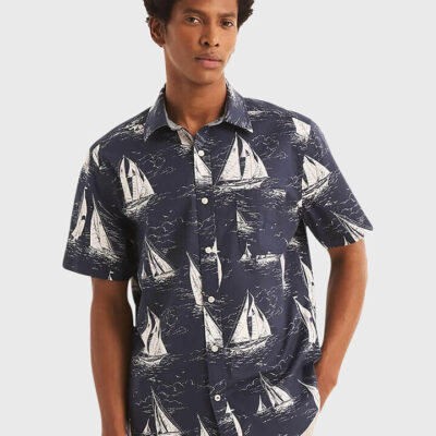 Nautica Sustainably Crafted Sail Print Short Sleeve Shirt