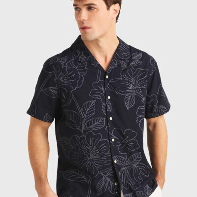 Nautica Sustainably Crafted Short Sleeve Camp Collar Shirt