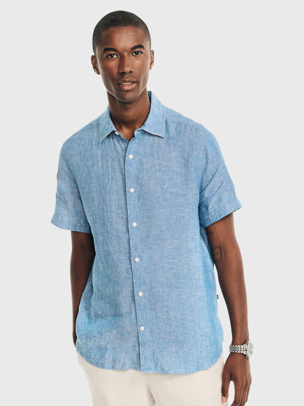 Nautica Essentials Collection Short Sleeve Linen Shirt