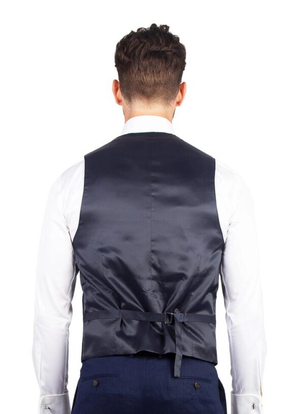 Tiber Navy Linen Vest 100 - Peter Jackson