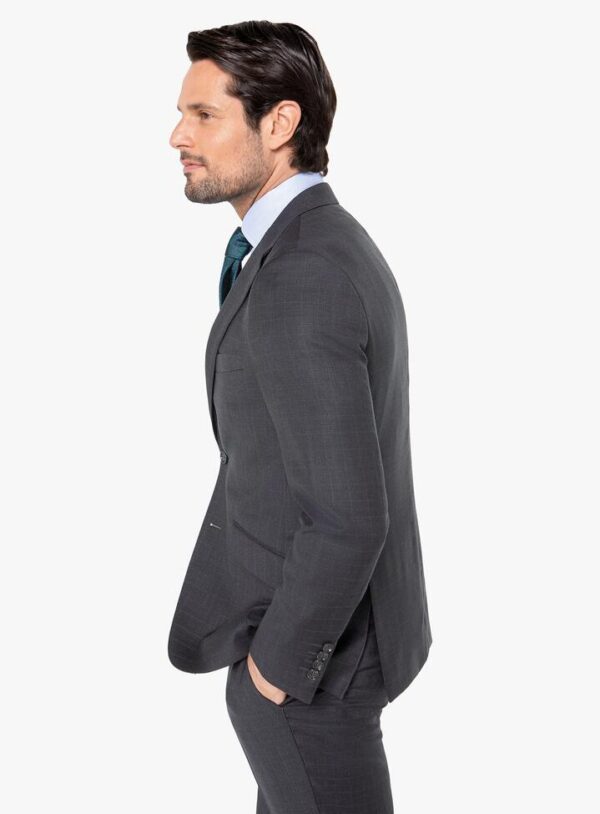 Paolo Charcoal Textured Subtle Overcheck Suit  - Peter Jackson