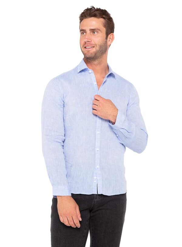 Verano Blue Washed Linen Shirt M - Peter Jackson