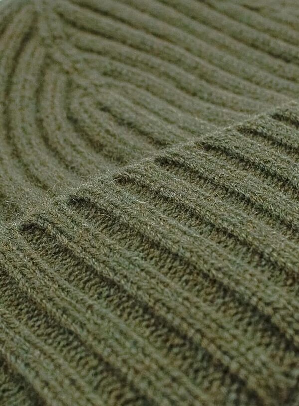 Olive Wool-Cashmere Ribbed Beanie  - Peter Jackson