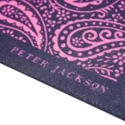 Navy & Pink Flourish Pocket Square  - Peter Jackson