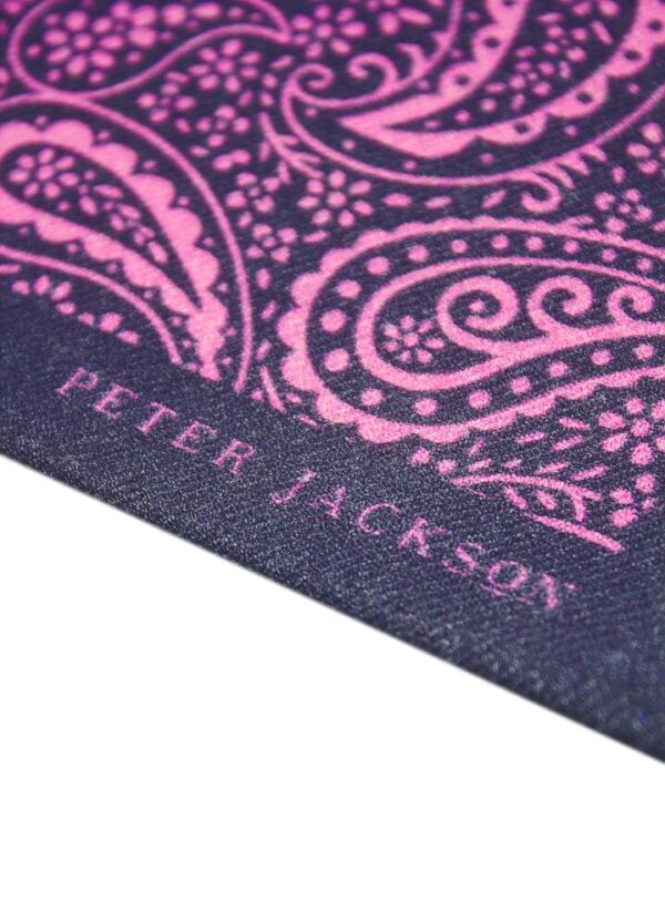 Navy & Pink Flourish Pocket Square  - Peter Jackson