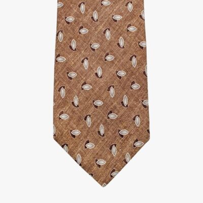 Bottinelli Italian Silk Tie: Brown with Leaf Motif  - Peter Jackson