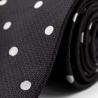 Black Silk Tie with Classic White Polka Dots  - Peter Jackson
