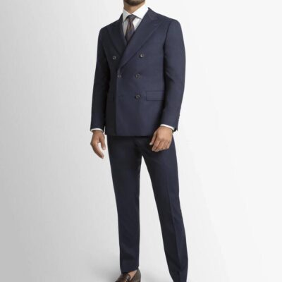 Positano Twill Double Breasted Navy Suit Jacket  - Peter Jackson