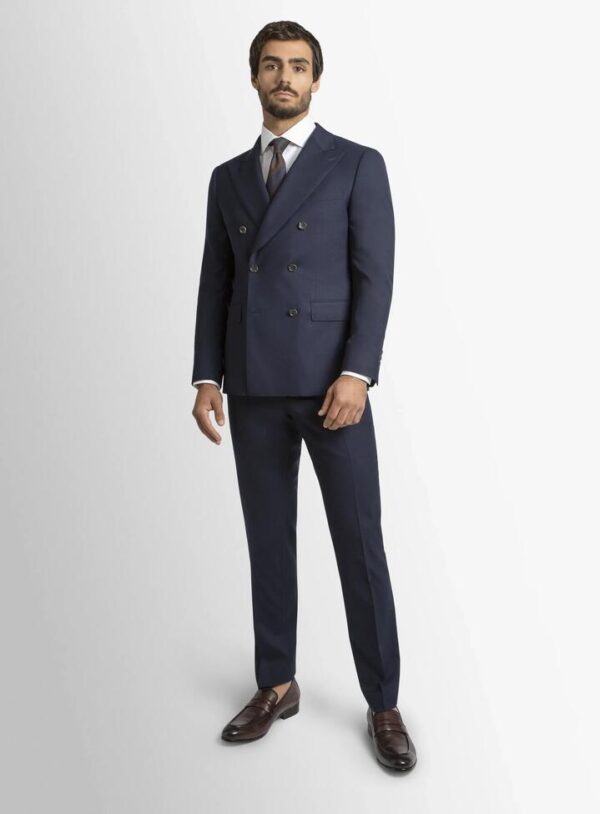 Positano Twill Double Breasted Navy Suit Jacket  - Peter Jackson
