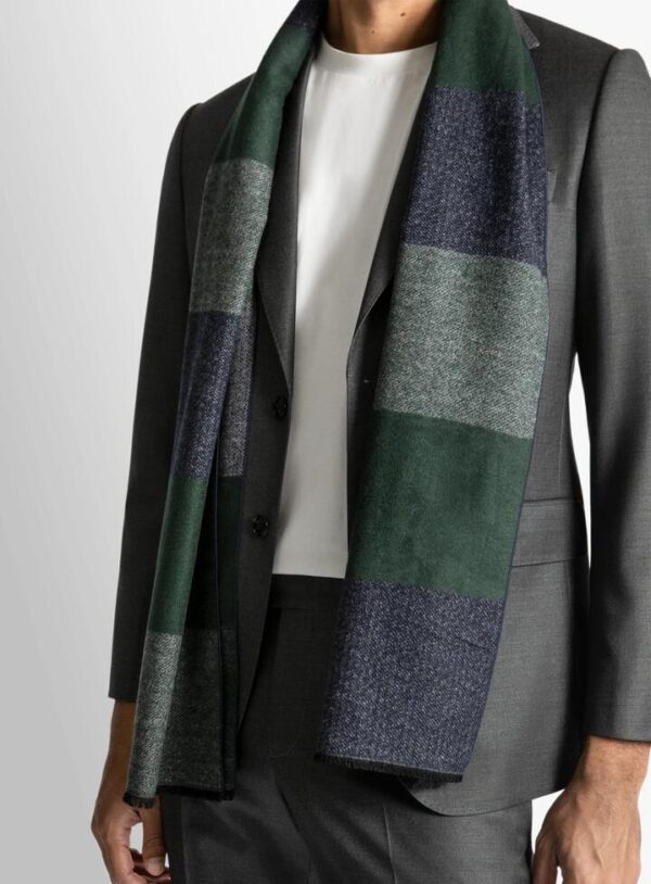 Navy/Green Silk Scarf  - Peter Jackson